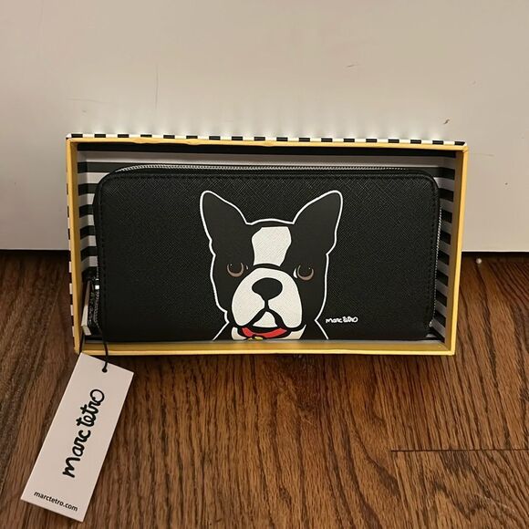 Marc Tetro Boston Terrier Zip Around Wallet New with Tags - Picture 1 of 3